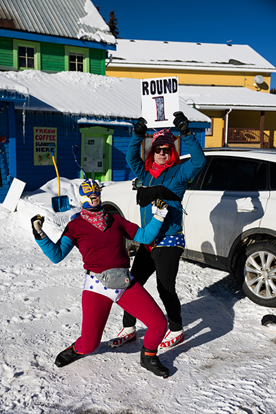 Participants of the Wells International Gourmet Ski Festival posing with their funny costumes.